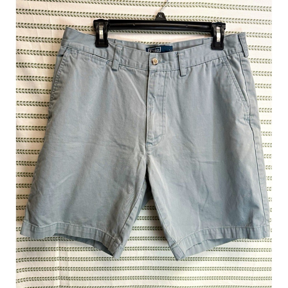 Polo Ralph Lauren Men's Gray Chino Shorts Flat Front Solid Cotton Button